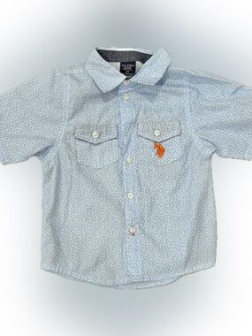 U.S. Polo Assn. Light Blue White Micro-Print Button-Up Shirt toddler boy 2T